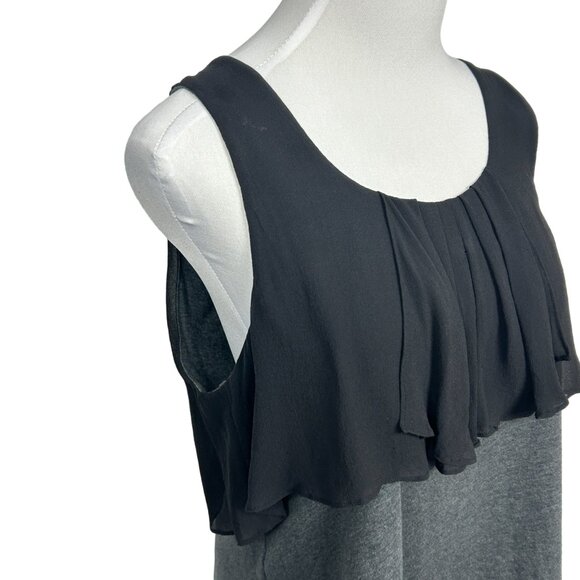 Theory Tank Top Women L Blouse‎ Black Cotton Silk Chiffon Sleeveless Saundera - Picture 5 of 12